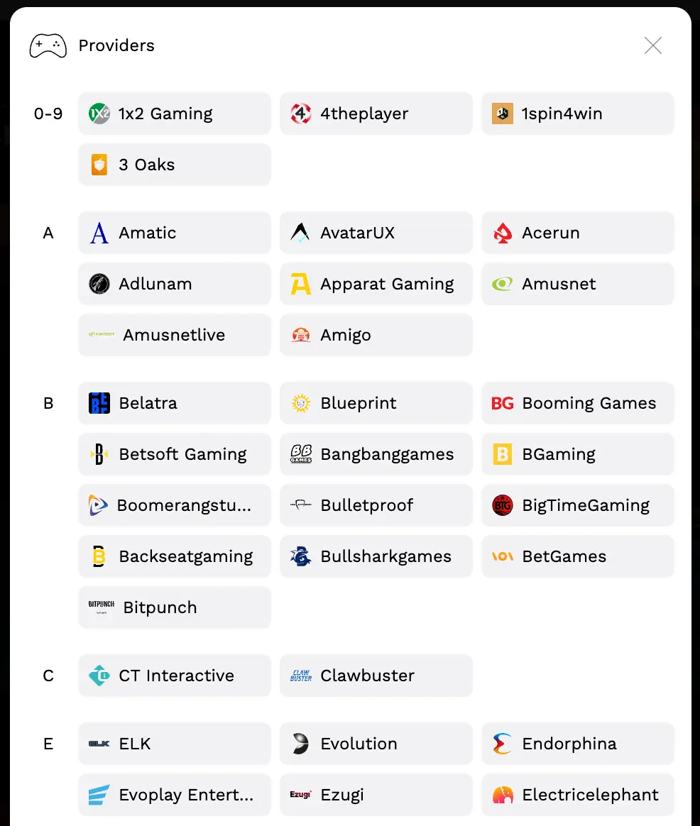 level up casino game providers