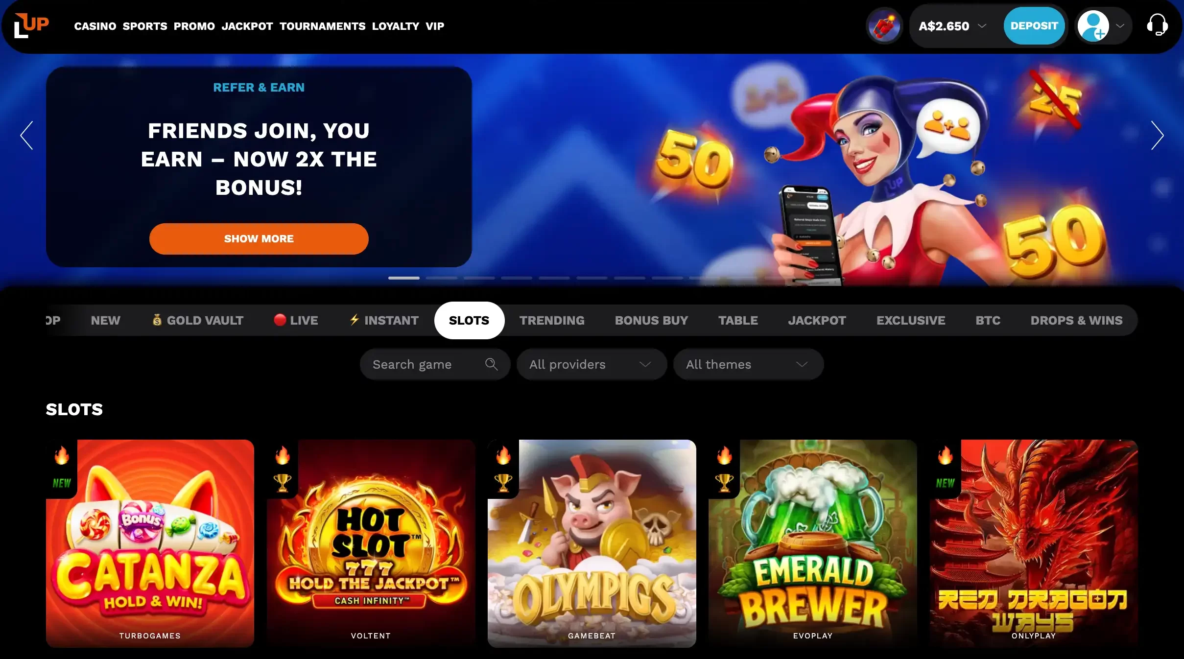 level up online casino